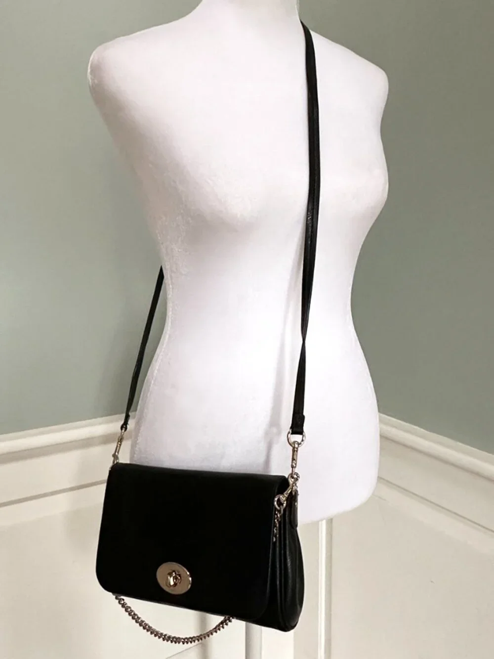 Coach Mini Ruby Crossbody Bag Black Pebbled Leather Turnlock F34604